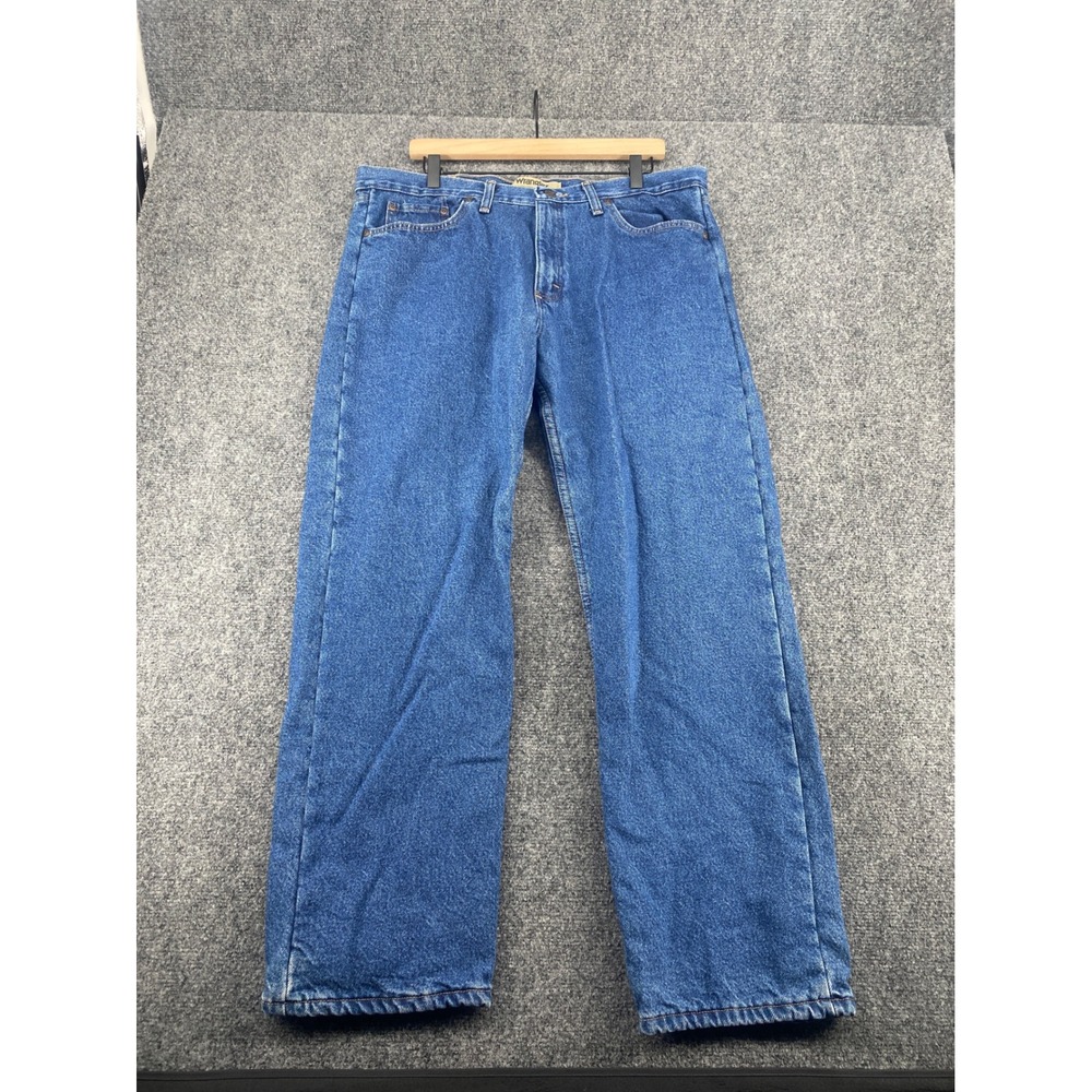Wrangler Authentics Fleece Lined Relaxed Fit Jeans Mens 36x30 Blue Denim Warm
